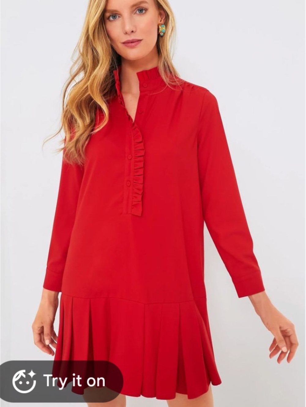 Tuckernuck Red Crepe Tate Shirt Dress